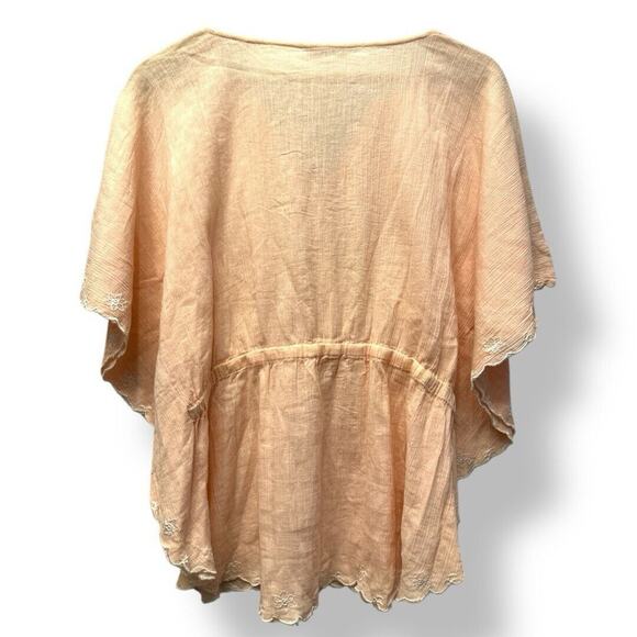 Fun & Flirt size M Poncho Smocked Gathered Waist Top‎ Caftan Shirt Boho Beach - Picture 8 of 8